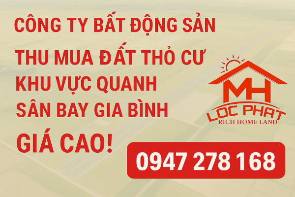 Thu mua đất thổ cư quanh sân bay Gia Bình giá cao