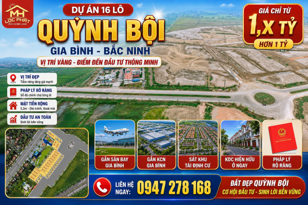đất nền quỳnh bội gia bình
